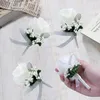 Jewelry Pouches 4-Pack Wedding Corsage White Roses Handmade Mori Berry Simulation Single Rose