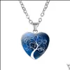 Pendant Necklaces New Tree Of Life Necklaces For Women Glass Cabochon Heart Shape Plant Pendant Sier Chains Fashion Jewelry Gift Dro Dhcxo