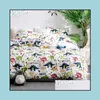 Bedding Sets Home Textile Cartoon Dinosaur Bedding Sets Childrens Beddingset Bed Linen Duvet Er Pillowcase/Bed S Drop Delivery 2022 Dh1Ux