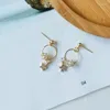 Backs Earrings Women Girls Clip On Pearls Gold Color Elegant Small Circle Shinny Rhinestone Star Clips Without Piercing