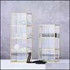 Förvaringslådor BINS GULD GLASS MAKEUP BROSE LAGRING CONTAINER RING EARRING Clear Decorative Pen Pencil Beauty Display 211102 DHXEF