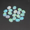 Beads 1pcs White Fire Opal Loose Stones Oval Shape Base Cabochon Created For Jewelry Making DIY Pendant Accessories