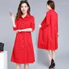 Damen Trenchcoats Mantel Damen 2022 Herbst Winter Korean Fashion Slim Casual Windjacke Jacke Damen Große Größe Zweireihiger Mantel