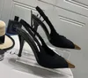5698260 Chaussures habillées Vesper Slingback Pumps Sandales à talons hauts en cuir verni pour femmes Taille 35-41