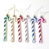 6 pièces/ensemble noël en plastique canne à sucre paillettes arbre de noël suspendus ornements pour fête de vacances décoration faveurs XBJK2210