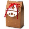 Confezione regalo 10/20 pezzi Scatola per biscotti Carta Kraft Scatole per caramelle Borse Imballaggio alimentare Decorazioni per feste Anno di Natale