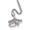 Colliers Hip Hop AAA CZ pierre pavée Bling glacé oeil d'horus pendentifs colliers pour hommes rappeur bijoux 222Q