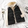 Women's Vests Winter Warm Vest Jacket Black Stand Collar Sleeveless Short Cotton Padded Female Waistcoat Gilet