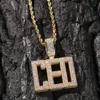 Topling Hip Hop A-Z Letters personalizados Colar pingente Bling 18K Real Gold Plated Jewelry