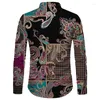 Hommes surdimensionnés Totem Print chemises à manches longues hauts automne mode Club Cardigan Blouses