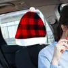 Pillow Reusable Santa Hat Headrest Cover Red Black Plaid Christmas Car Pillowcase For Indoor Outdoor Garden Creative Decoration