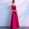 Vestidos longos de roupas étnicas para mulheres roupas de casamento de casamentos de manga curta feminino renda 3 vestido de cor elegante