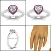 Anneaux de mariage Anneaux de mariage Proposition romantique Bijoux pour femmes avec coeur brillant en forme de pierre rouge Cz Bague de fiançailles mariage Brit22 Dhb45