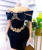 Navy Blue Velvet short Prom Dresses Lace Beaded Crystals Evening cocktail Formal Second Reception Birthday Engagement Gown