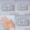 Wedding Rings Wedding Rings Luxury Fl Inlay Shiny Cubic Zirconia Engagement For Women Sier Color Wide Finger Female Anelwedding Brit Dhtfx