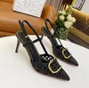 Designer-Frauen-Sandalen mit hohen Absätzen Neue Mode-Leder-Büropantoffel Sexy Partyschuhe mit spitzer Zehe Größe 35-43 8,5 cm
