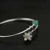 Inature 925 Sterling Silver Natural Aventurine Lotus Flower Bracelets Bangles For Women Jewelry SH190721227v2997029