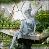 Garden Decorations Flower Fairy Statue Steel Wires Garden Miniature Scpture Mythical Dandelion Figurine Fairies Pixies Yard Decor 22 Dhfkb