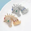 Brosches Wulibaby Luxury Horse for Women Men 2-Color Shining Rhinestone Fairy Animal Party Office Brooch Pin Gifts