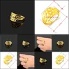 Wedding Rings Wedding Rings Arrival Gold Filled Cocktail Color Geometric Ring 11Mm Big For Women Men Vintage Jewelry Gift Wholesalew Dhjqw