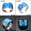 Wedding Rings Wedding Rings Simple Women Geometric Ring Blue Fire Opal Fashion Wit goud gevulde sieraden Vintage voor Womenwedding Br Dhoas