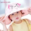 Cappelli Neonate Sun With Super Large Brin SPF50 Summer Kids Empty Top Thin Panama Caps Cappello da pescatore per bambini Berretto da spiaggia