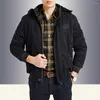 Мужские куртки L-8XL Plus Size Осенью зимняя модная куртка мужская мужская капюшон. Случайный Джаксет военный теплый флисовый пальто мужское толстое парка