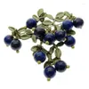 Brooches Elegant Retro Green Cranberry Brooch Metal Pin Pearl Plant Leaf For Women Collar Accessories Jewelry