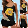 Kvinnors badkläder Kvinnors plus storlek Sensuella strandkläder för kvinnor 2022 Tankini Stor bikini Set Digital Print Suspender Beach Split