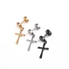 Boucles d'oreilles créoles 1 pièces mode Crucifix pour femmes titane acier Cool hommes noir bijoux