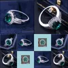 Wedding Rings Wedding Rings Huitan Romantic Plant Series Luxury Flower Shaped Vintage Euro Style Engagement Ring With Bright Green S Dhnvp