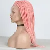 Perucas sintéticas carisma curta caixa tranças trançadas peruca rosa com cabelos de cabelos dianteiros para mulheres resistentes ao calor de cosplay
