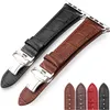 Alligator strap for iWatch Ultra 49mm Band Apple Watch 8 7 6 se 5 4 41mm 45mm 38mm 42mm series double buckle butterfly buckle crocodile leather straps