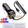 White BLK 48W USB Fast Car Charger Stretch Cable Adapter For IPhone13 12 11 14 Pro Max Samsung Galaxy Note20 Android Type-c car Charge Charging Automotive Electronics