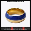 Cluster Rings Enfashion Aesthetic Chunky Blue for Women Gold Color Ring rostfritt stål Epoxy Fashion Jewelry Party Bague Femme R214143