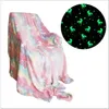 Glow In The Dark Throw Blankets Luminous Unicorns Blanket for Girls Super Soft Plush FlannelBlanket Christmas Tree Blanket WLL1261