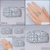 Wedding Rings Wedding Rings Luxury Fl Inlay Shiny Cubic Zirconia Engagement For Women Sier Color Wide Finger Female Anelwedding Brit Dhtfx