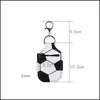 Feest voorstander van draagbare sanitatorhouder Keychains Football Basketball Basball Sport Leer Keychain hanger Bottle F1031