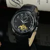 Top luxe merk heren automatisch mechanisch horloge zakelijke vrije tijd multifunctionele sun moon star tourbillon roestvrijstalen kast lederen horloges