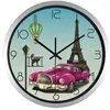 Horloges murales rétro Vntage voiture horloge décorative 2022 artistique silencieux créatif style européen rond coloré vintage