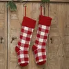 Buffalo Plaid Knit Christmas Stockings Custom Christmas-Stocking Checkers Xmas Stocking Indoor Chuldedekorationer DOM1419