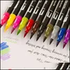 Markers 24/60 Colorurs Fineliner Tip Ding Markers Dual Art Marker Aquarel Borstel Lettering Pen voor kleurboeken Manga 211104 Dro Dhywi