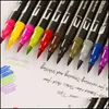 マーカー24/60 Colorurs Fineliner Tip Dingマーカーデュアルアートマーカー水彩ブラシレタリングペンカラーブックマンガ211104 DRO DHYWI