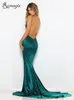 Party Dresses Backless Satin Evening Dress Gown Strappy Deep V Neck Floor Length Prom Padded Stretch Wedding 221027
