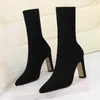 Bot artı boyutu yüksek topuk kadın orta yüzyüz 2022 seksi sivri uçlu çorap kadın kış ayakkabıları kadın y2210