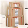 Storage Boxes Bins 3D Storage Box Household Oxford Cloth Portable Quilt Case Foldable Steel Frame Clothes Container Large Wardrobe Dhmo0