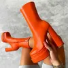 Boots 2022 Goth Women Ankle Sexy Female er High Heels Platform Shoes Solid Thick Bottom Ladies Zipper Fashion Short Boot Y2210