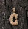 A-Z Spike Letters Pendant Charm Men 'Women Zircon Hip Hop smycken med 3mm 24-tums guld Silver Rose Gold Rope Chain251o