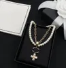 Designer Pearl Crystal Letter Pendants Colliers New Style Collier à charme réglable Double-Dic