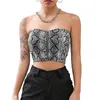 Bustiers Korsetts Frauen Bandeau Snake Print Zipper Eingewickelt Brust Sommer Trägerlosen Crop Top Rohr Ärmellose Sexy Wrap Tops